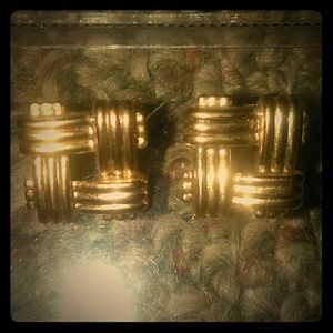 Weaved gold Tone clip on earrings